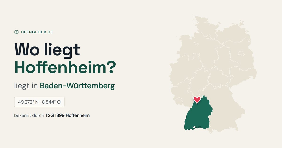 Karte: Wo liegt Hoffenheim? Lage in Deutschland, in Baden-Württemberg