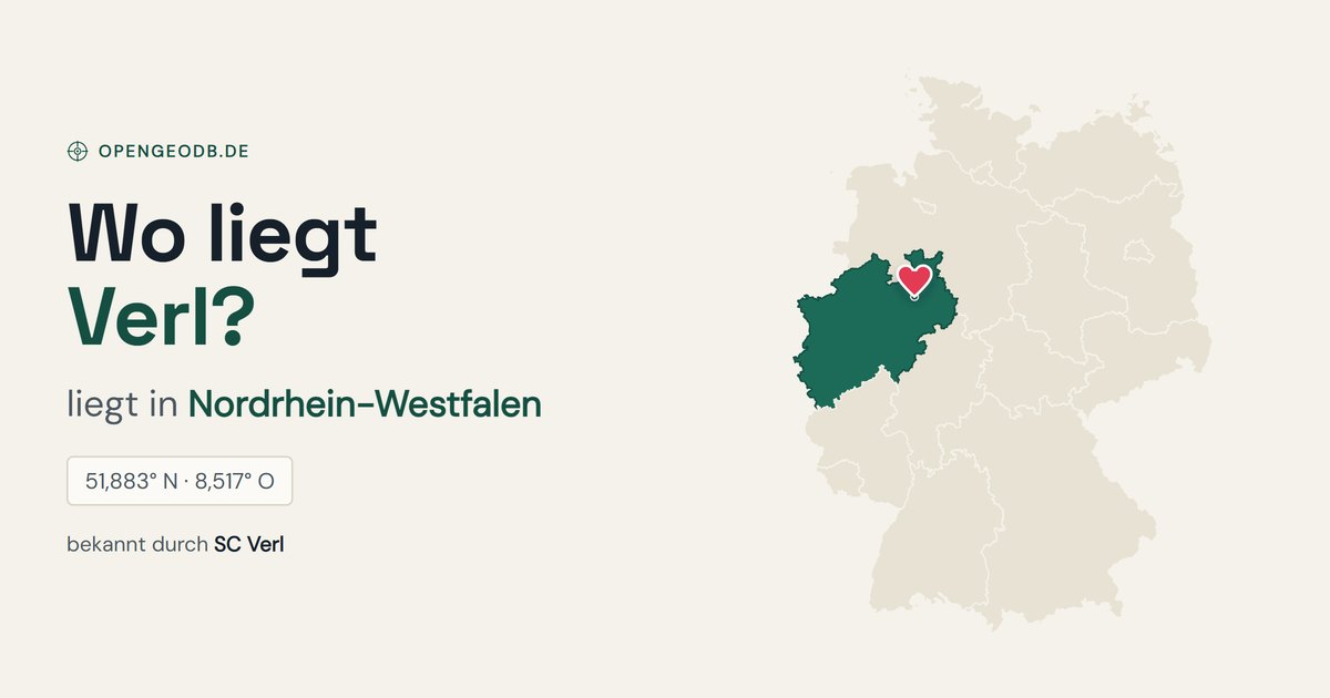 Karte: Wo liegt Verl? Lage in Deutschland, in Nordrhein-Westfalen